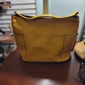 Le Miel Mustard Yellow Laser Cut Detail Hobo Handbag Set -EUC ✨️HOST PICK✨️